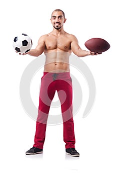 The man in sports concept on white