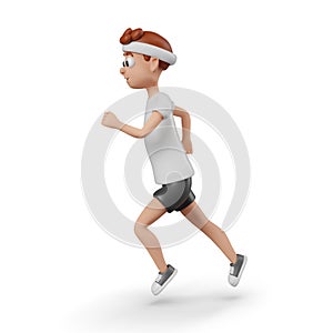 Man in sportswear is running. Male character doing sports