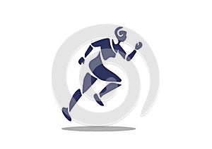 Man sprint running flat icon illustrator