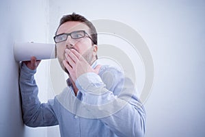 Man spying and listening a discussion