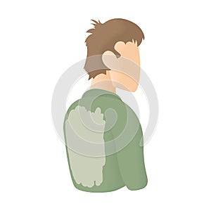 Man in a stained shirt on his back icon