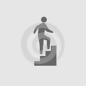 Man on stairs going up  icon eps 10.