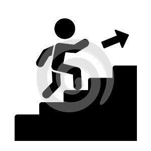 Man on Stairs Going Up Icon. Vector photo