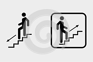 Man on Stairs up and down symbol isolated on white, vector