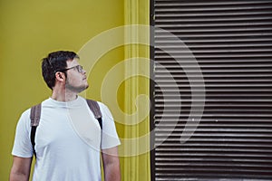 Man stand and looking to empty space