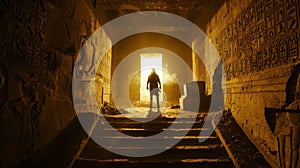 Man Standing in Dark Tunnel