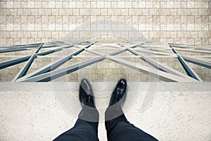 Man standing on the edge of the roof