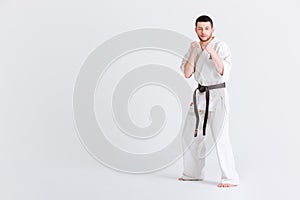 Man standing in fight stance