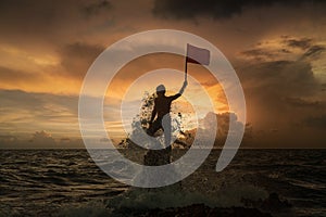 Man standing with a flag