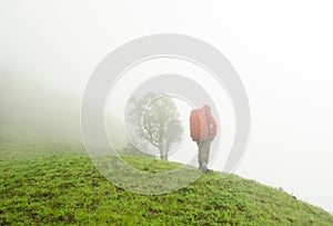 Man standing in the fog