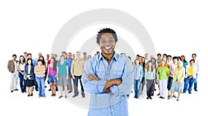 Man Standing front of the Group of People