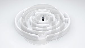 Man standing in the middle of maze or labyrinth