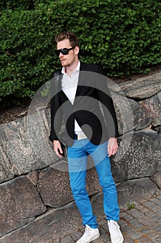 Man standing outside in blazer