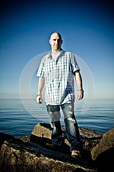 Man Standing on rocks