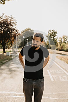 Man standing on the running track