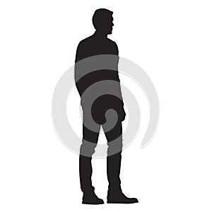 Man standing, side view, isolated silhouette