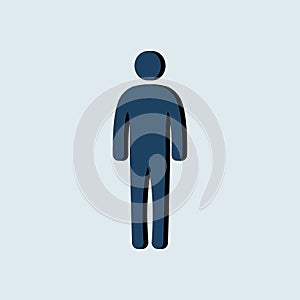 Man standing silhouette. Flat vector icon. Male sign, man icon, man sign in flat 3D style