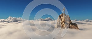 A man standing on a stone cliff photo