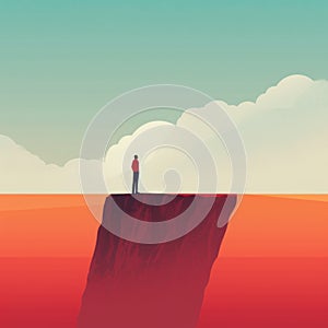 A man standing on top of a cliff. Generative AI image.