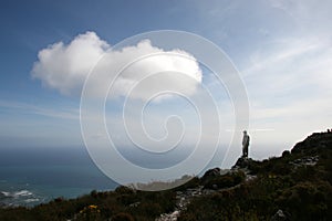 Man standing on top of Table Mountain