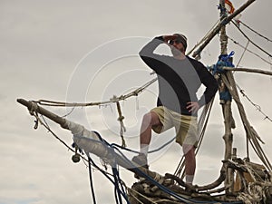 A Man Stands on The Grace Darling, Hoylake