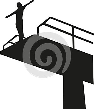 Man stands on a 27 metre high diving platform photo