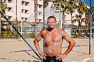 Man stands under the shower