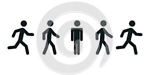 Man stands, walk, run icon set. People sign â€“ vector