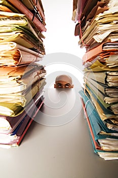 Man stares at files