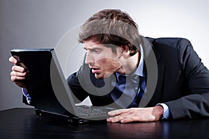 Man staring at screen
