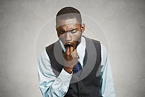 Man sticking finger in his mouth, feels sick, disgusted with sit