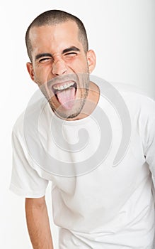 Man sticking tongue