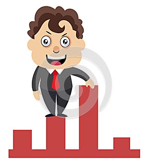 Man on stock increment, illustration, vector photo