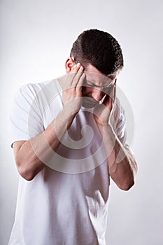 Man with stong headache