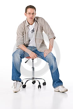 Man on stool