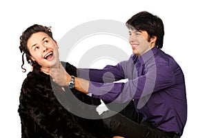 Man strangling a woman photo
