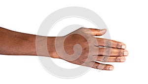 Man stretching hand to handshake.  Male hand ready for handshaking