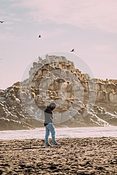 Man strolling in Cobquecura, Nuble Region, Chile photo