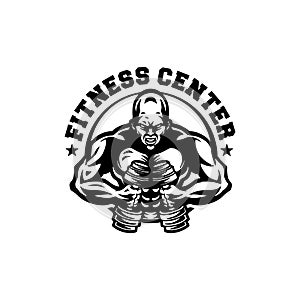 Man Strong Silhouette Fitness Logo Mascot