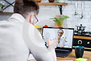 Man, studies remotely via video call