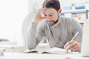 Man studying at the library