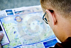 Man studying a map.