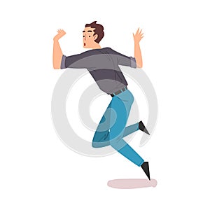 Man Stumbling and Falling Down, Man with Shocked Facial Expression Cartoon Style Vector Illustration on White Background photo