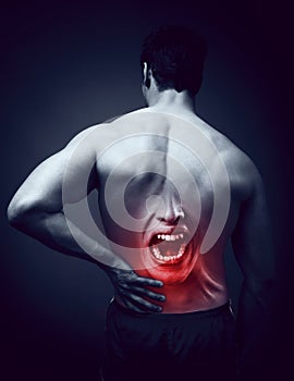 Man suffering back pain. Lower back health problems