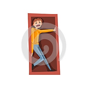 Man suffering from claustrophobia, human fear concept vector Illustration on a white background