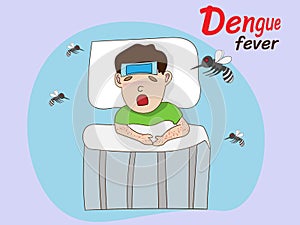 The man is suffering from dengue, which is a tropical disease carried by mosquitoes