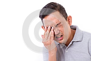 Man suffering from eye sickness