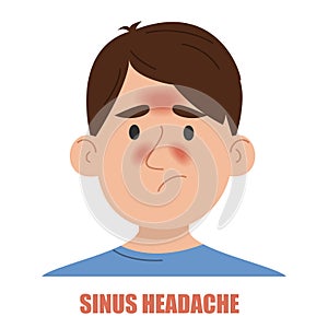 Man suffering from headache caused by sinusitis