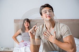 The man suffering from impotency with pill