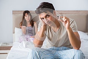 The man suffering from impotency with pill